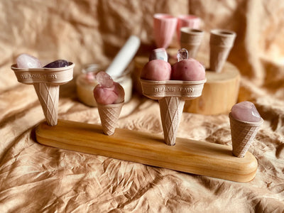 Wooden Icecream Cone Holder 4-Hole by Beadie Bug Play - Friends of K