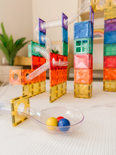 Connetix Tiles | Rainbow Ball Run Pack 92 pc by Connetix Magnetic Tiles - Friends of K
