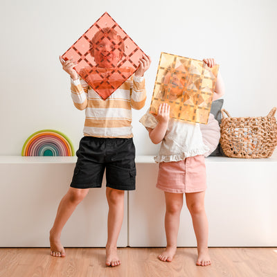 Connetix Tiles | Pastel Base Plate Pack (Lemon & Peach) 2 pc by Connetix Magnetic Tiles - Friends of K