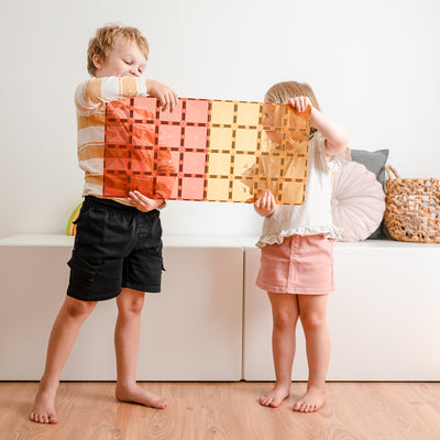 Connetix Tiles | Pastel Base Plate Pack (Lemon & Peach) 2 pc by Connetix Magnetic Tiles - Friends of K