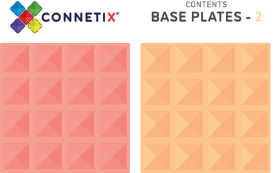 Connetix Tiles | Pastel Base Plate Pack (Lemon & Peach) 2 pc by Connetix Magnetic Tiles - Friends of K