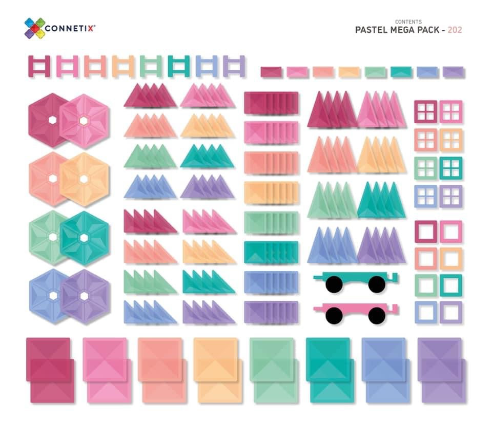 Connetix Tiles | Pastel Mega Pack 202 pc by Connetix Magnetic Tiles - Friends of K