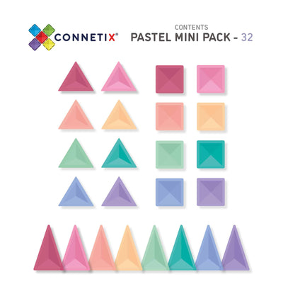 Connetix Tiles | Pastel Mini Pack 32 pc by Connetix Magnetic Tiles - Friends of K