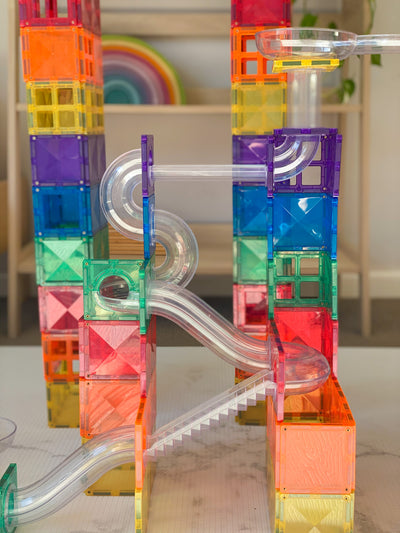 Connetix Tiles | Rainbow Ball Run Pack 92 pc by Connetix Magnetic Tiles - Friends of K