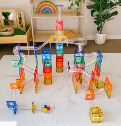 Connetix Tiles | Rainbow Ball Run Pack 92 pc by Connetix Magnetic Tiles - Friends of K