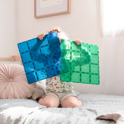Connetix Tiles | Rainbow Base Plate Pack (Blue & Green) 2 pc by Connetix Magnetic Tiles - Friends of K