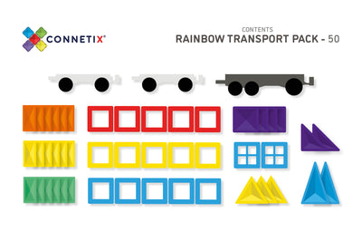 Connetix Tiles | Rainbow Transport Pack 50 pc by Connetix Magnetic Tiles - Friends of K