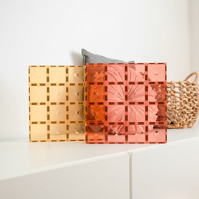 Connetix Tiles | Pastel Base Plate Pack (Lemon & Peach) 2pc by Connetix Magnetic Tiles - Friends of K