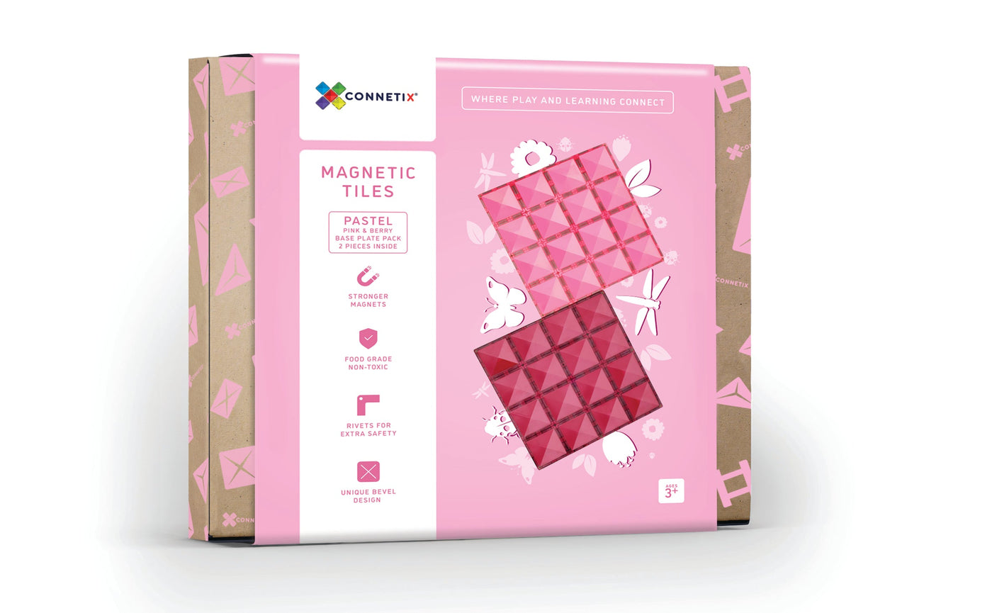 Connetix Tiles | Pastel Base Plate Pack (Pink & Berry) 2pc by Connetix Magnetic Tiles - Friends of K