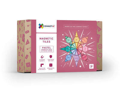 Connetix Tiles | Pastel Geometry Pack 40pc by Connetix Magnetic Tiles - Friends of K