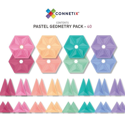 Connetix Tiles | Pastel Geometry Pack 40pc by Connetix Magnetic Tiles - Friends of K