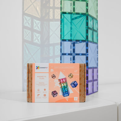 Connetix Tiles | Pastel Square Expansion Pack 40pc by Connetix Magnetic Tiles - Friends of K