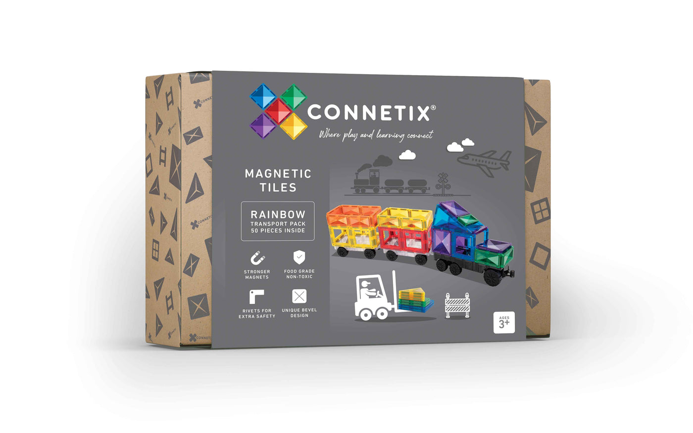 Connetix Tiles | Rainbow Transport Pack 50pc by Connetix Magnetic Tiles - Friends of K