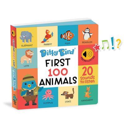 First 100 Animals Board Book by Ditty Bird - Friends of K