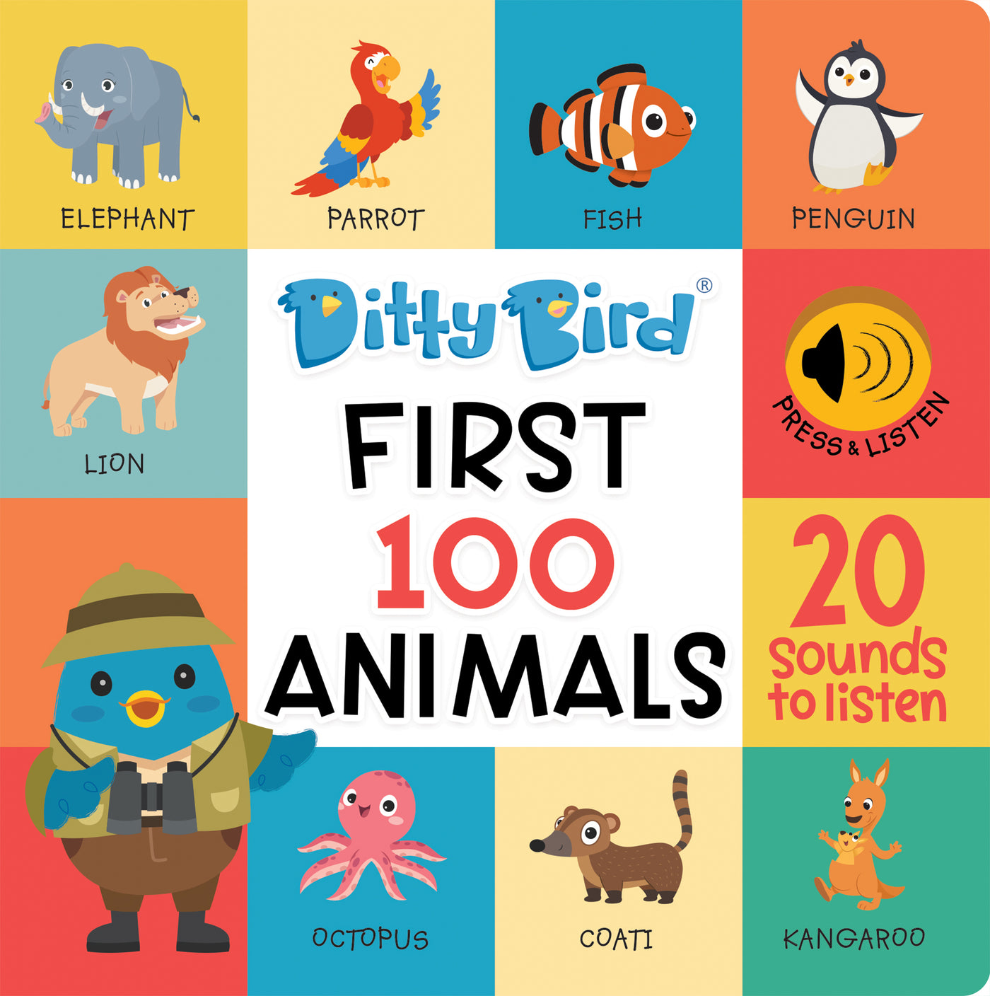 First 100 Animals Board Book by Ditty Bird - Friends of K