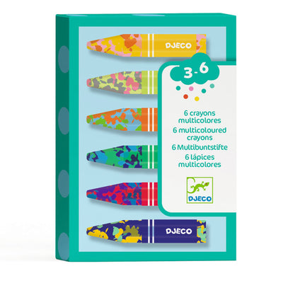 6 Multicoloured Flower Crayons by Djeco - Friends of K