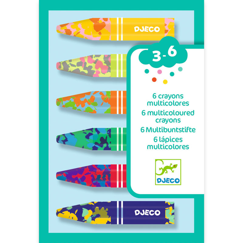 6 Multicoloured Flower Crayons by Djeco - Friends of K