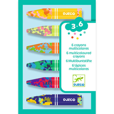 6 Multicoloured Flower Crayons by Djeco - Friends of K