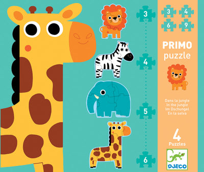Jungle 3,4,5,6pc Giant Primo Progressive Puzzle by Djeco - Friends of K