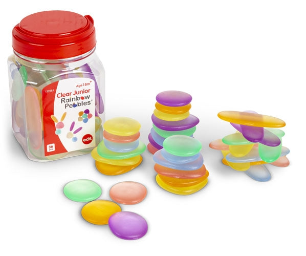 Clear Junior Rainbow Pebbles (jar of 36) by EDX Education - Friends of K