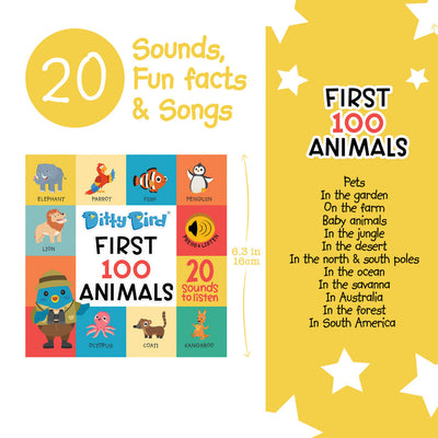 First 100 Animals Board Book by Ditty Bird - Friends of K