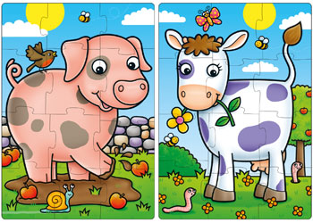 First Farm Friends 2 x 12pc Jigsaw Puzzle by Orchard Toys - Friends of K