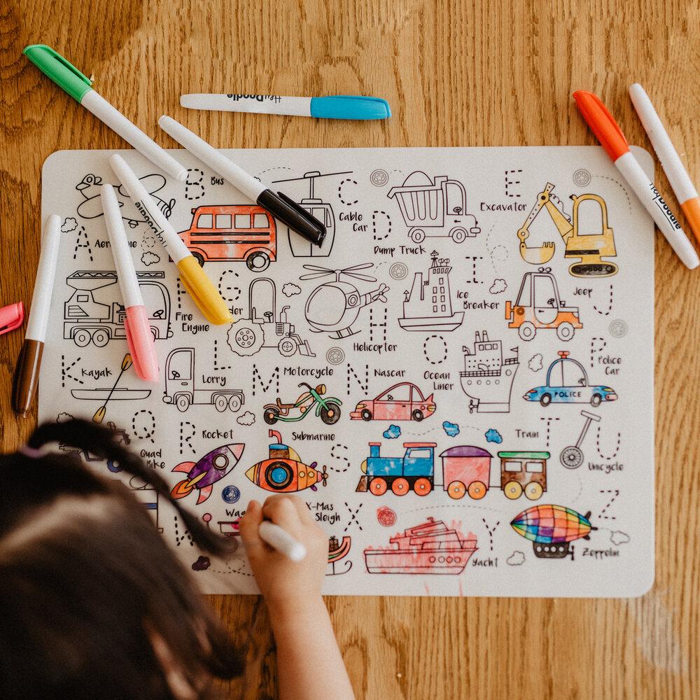 Reusable Silicone Drawing Mat: ABC | Toot Toot Honk by Hey Doodle - Friends of K