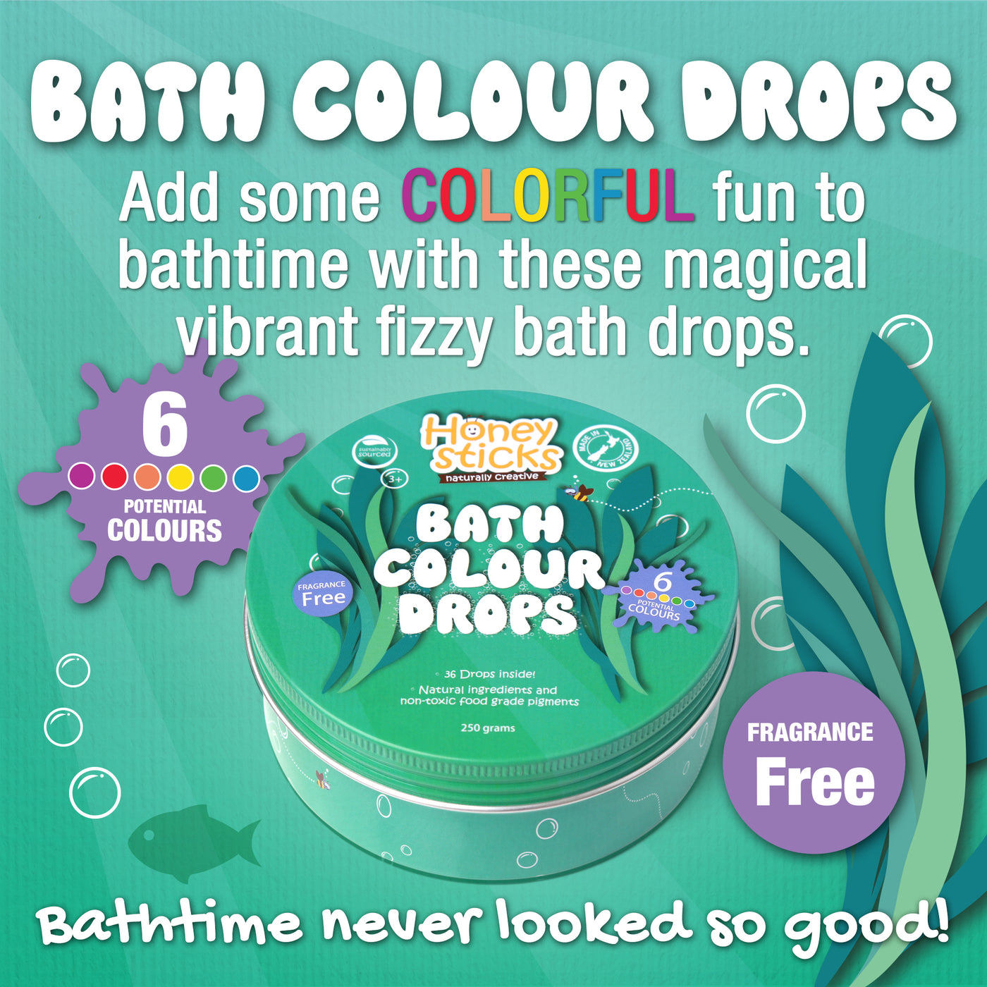 Bath Colour Drops 36 Pack by Honeysticks - Friends of K