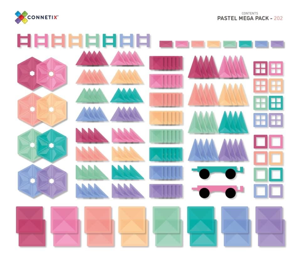 Connetix Pastel Magnetic Tiles Mega Pack - 202 Piece