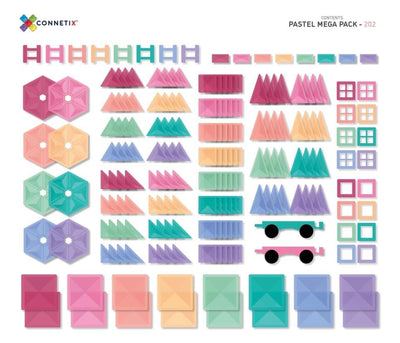 Connetix Pastel Magnetic Tiles Mega Pack - 202 Piece