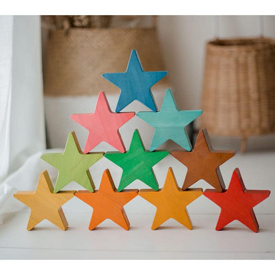 Coloured Wooden Stars (set of 10)