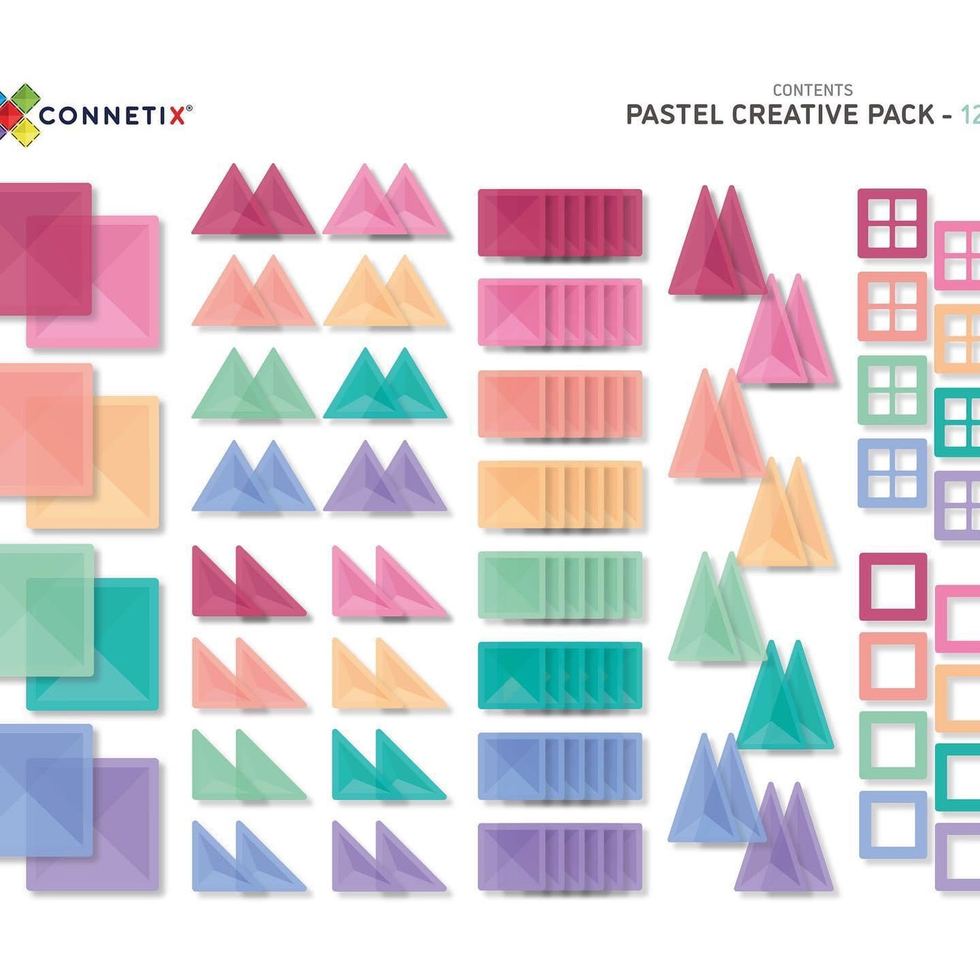 Connetix Pastel Magnetic Tiles Creative Pack - 120 Piece