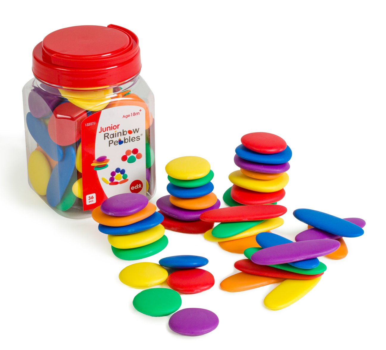 Junior Rainbow Pebbles (jar of 36) by EDX Education - Friends of K