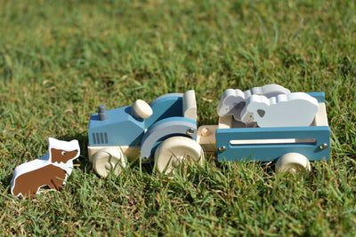 Wooden Tractor with Sheep Dog by Kaper Kidz - Friends of K