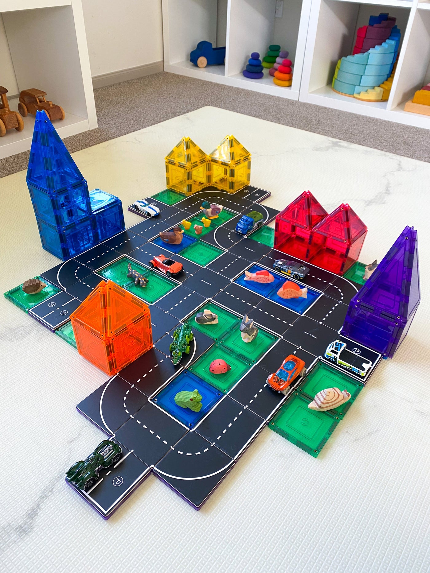 Learn & Grow Magnetic Tile Topper - Road Pack (40 Piece) by Learn & Grow - Friends of K