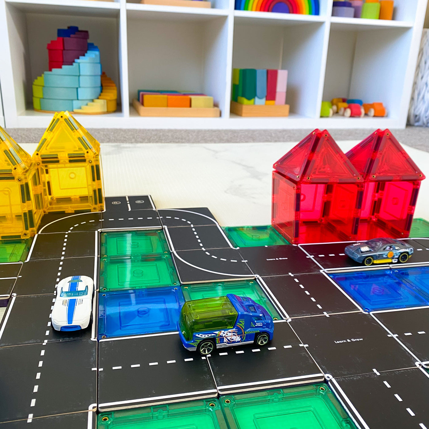 Learn & Grow Magnetic Tile Topper - Road Pack (40 Piece) by Learn & Grow - Friends of K