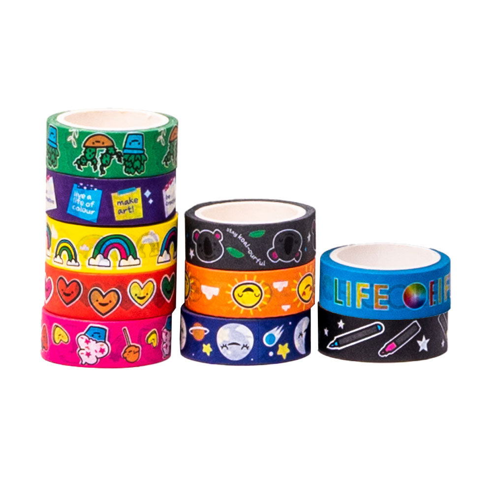 Doodle Washi Tape - Roll of 10 by Life of Colour - Friends of K