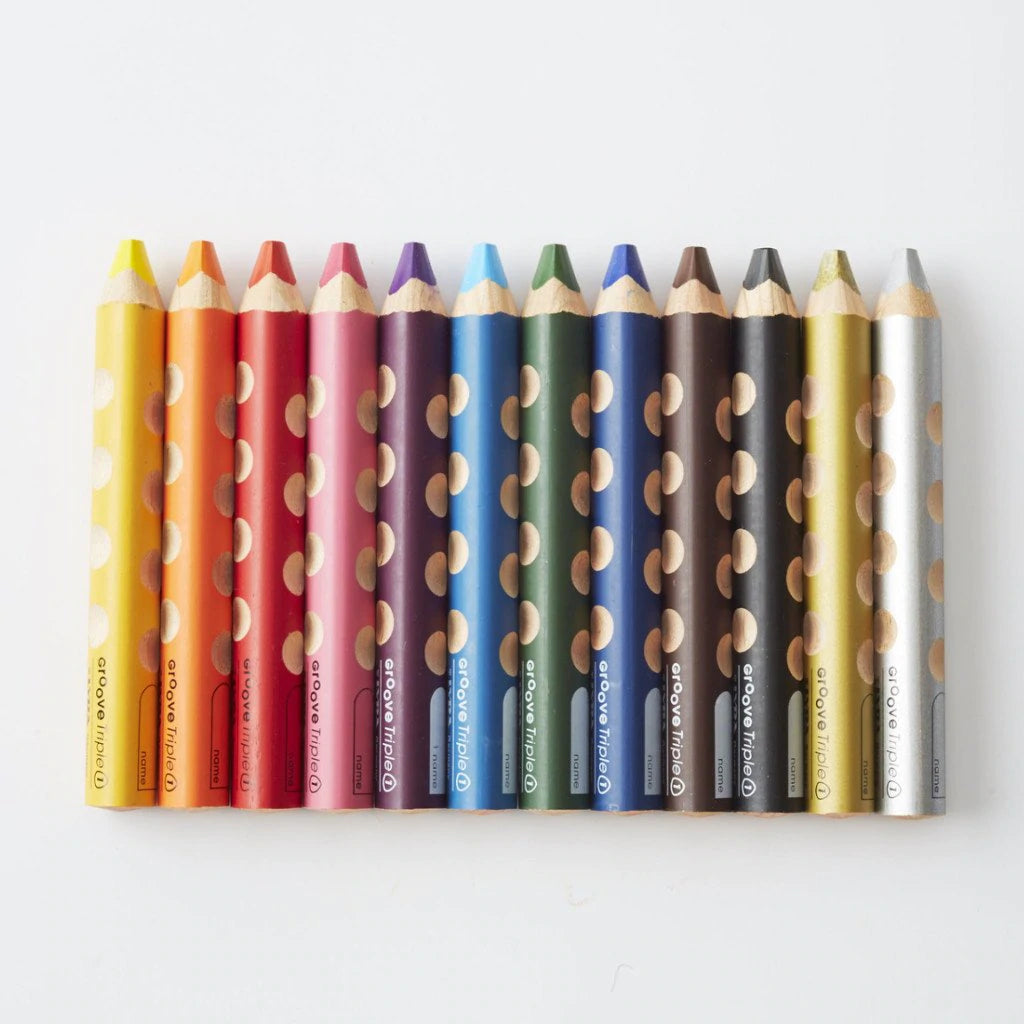 Lyra Groove Triple One 3 in 1 (Colour Pencil Watercolour and Wax Crayon) 12 assorted colours by Lyra - Friends of K