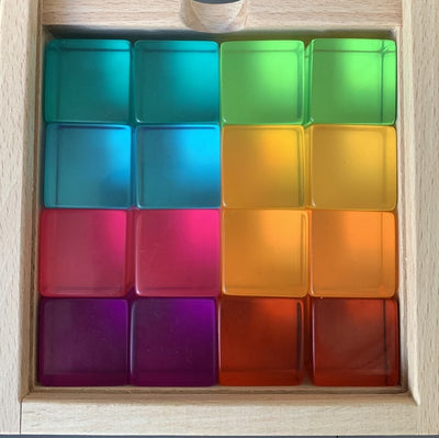 Bright Lucite Cubes (16 Piece with Tray) by Papoose - Friends of K