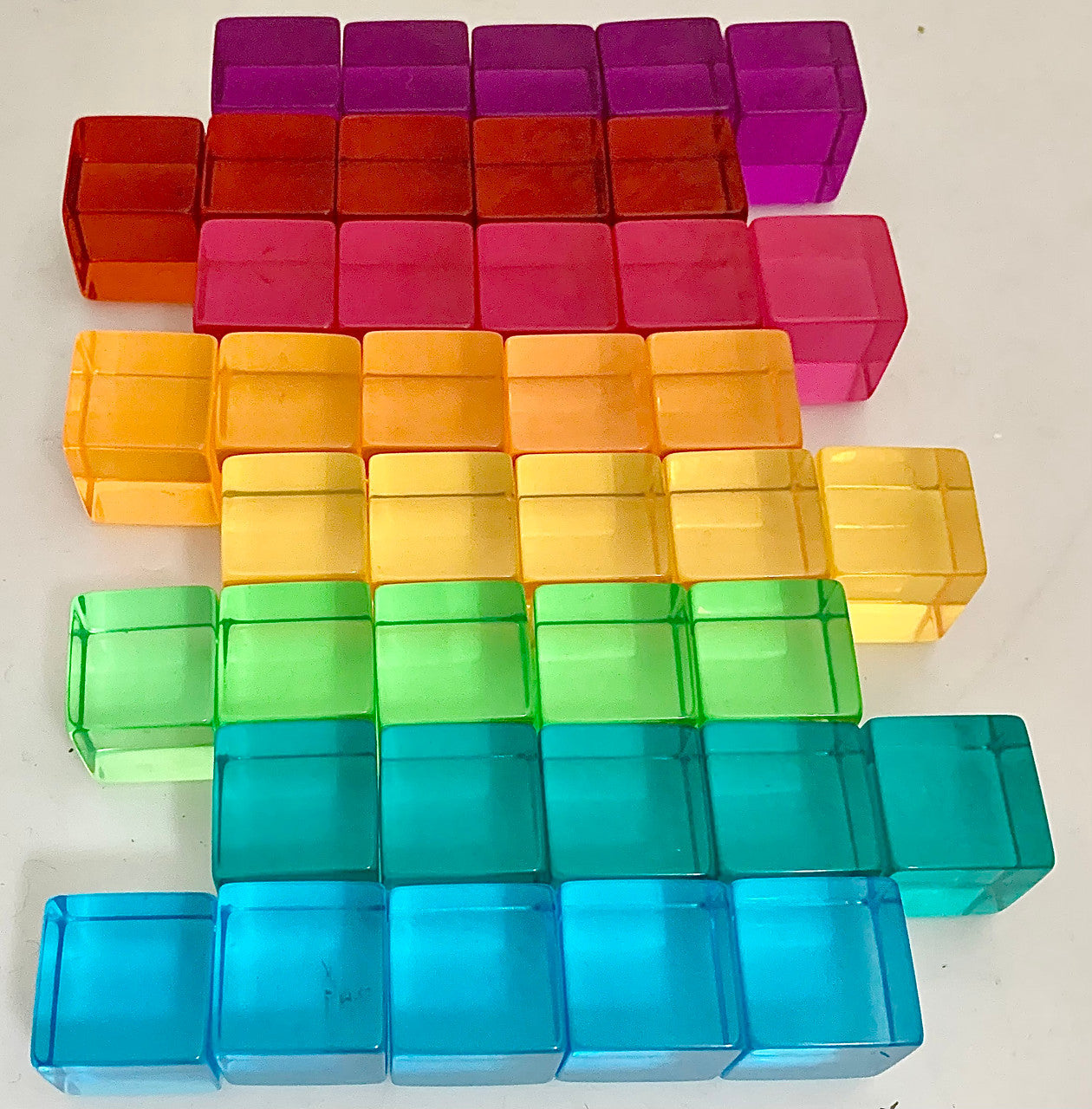 Bright Lucite Cubes (40 Piece with Tray) by Papoose - Friends of K