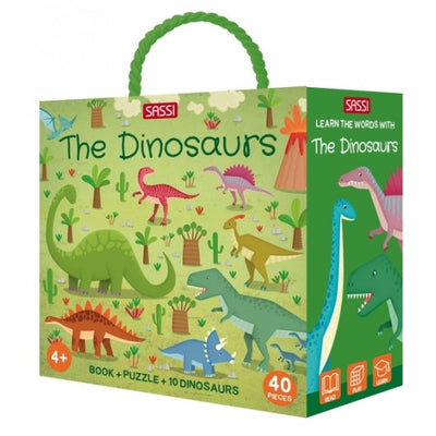 Learn Words Dinosaurs 3D Puzzle and Book Set (40pc) by Sassi Junior - Friends of K
