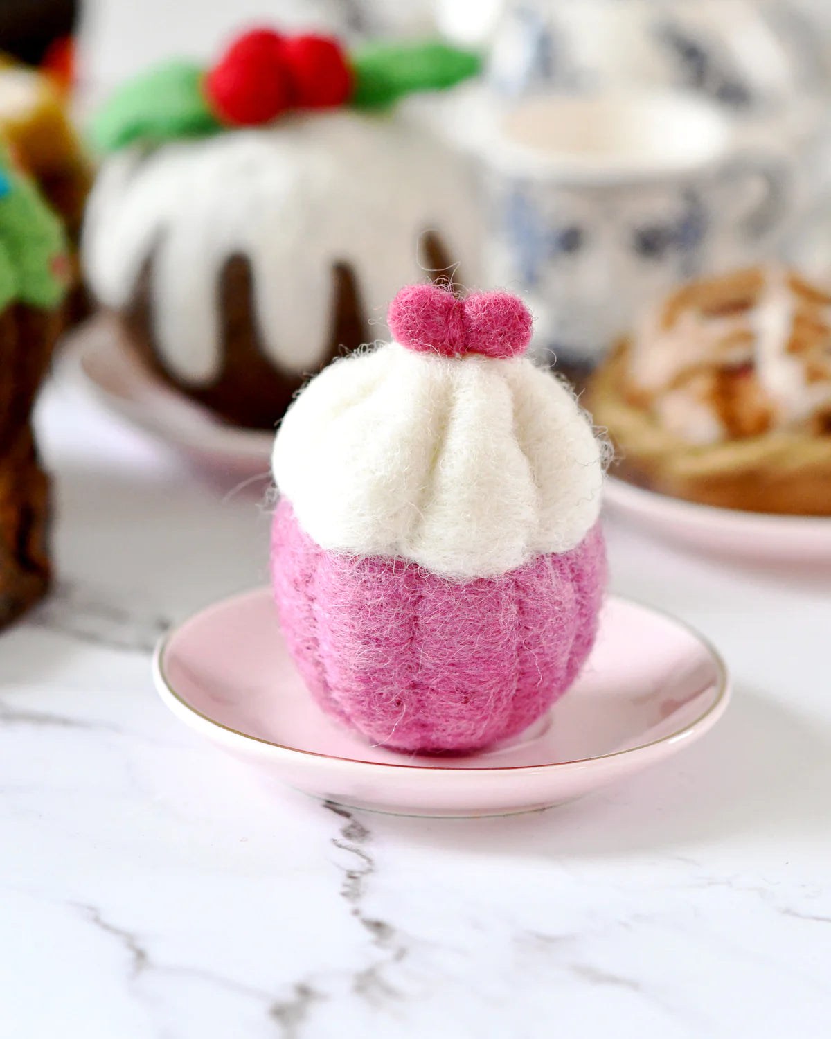 Felt Cupcake - Pink Ribbon by Tara Treasures - Friends of K