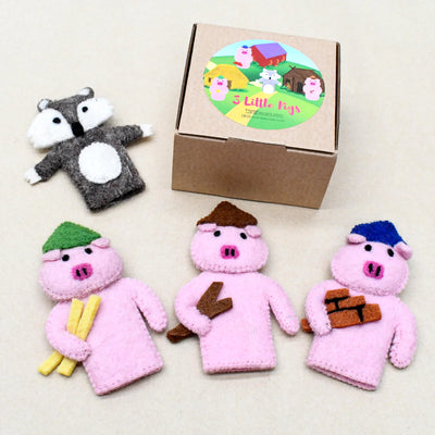 The Three Little Pigs, Finger Puppet Set by Tara Treasures - Friends of K