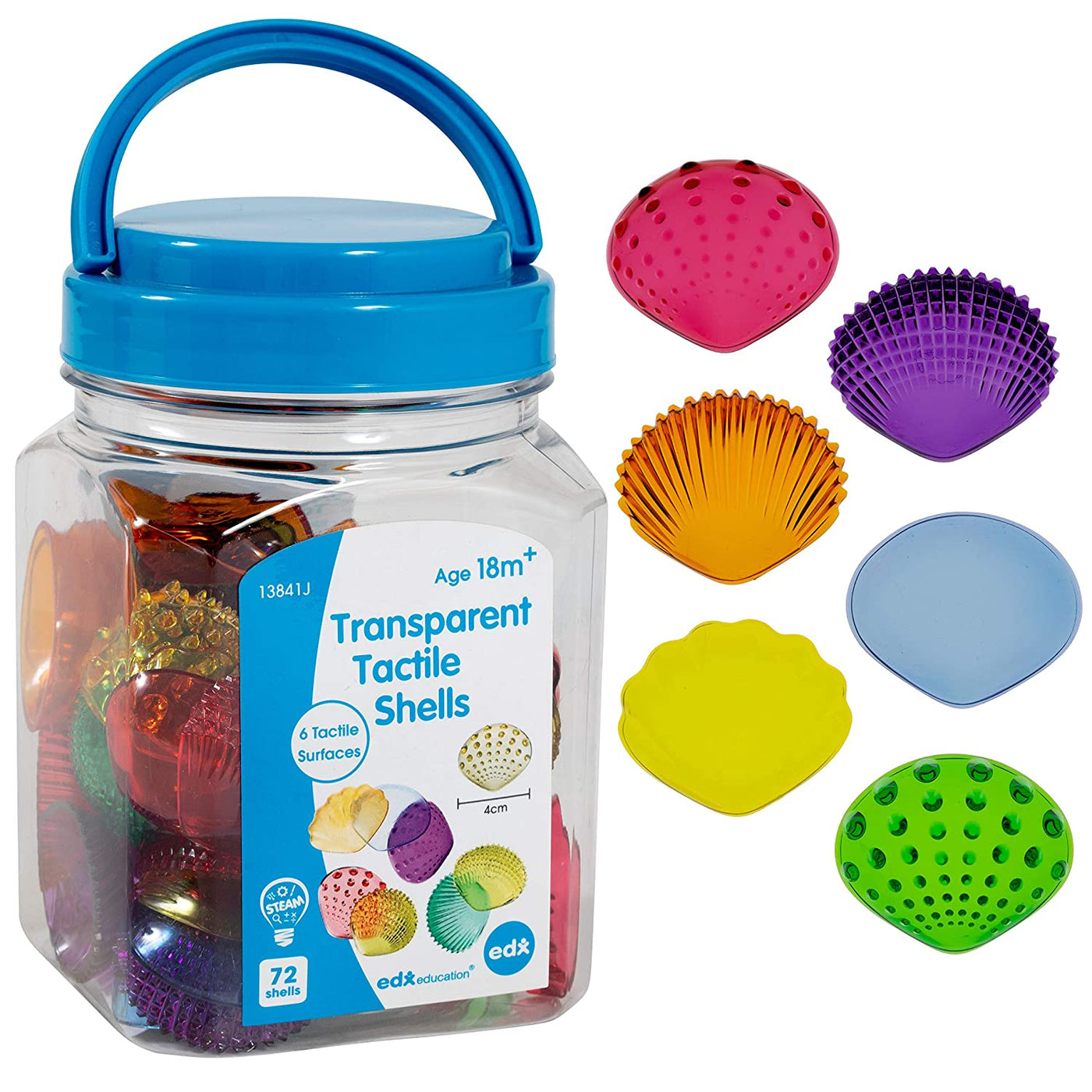 Transparent Tactile Shells (jar of 72) by EDX Education - Friends of K