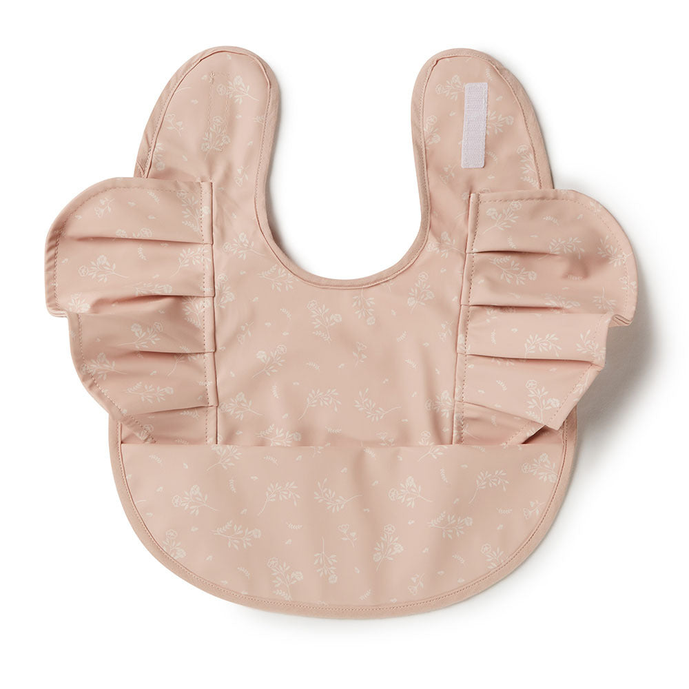 Waterproof Snuggle Bib - Dusty Rose Flower Frill by Snuggle Hunny Kids - Friends of K