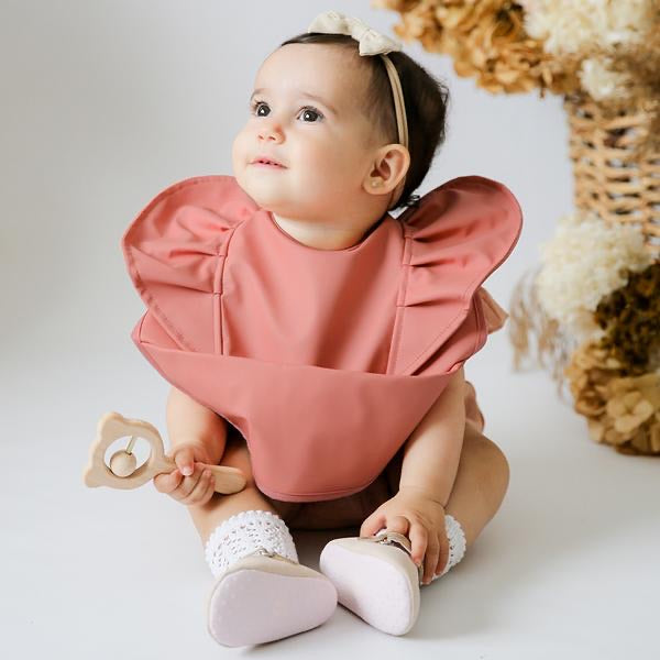 Waterproof Snuggle Bib - Terracotta Frill by Snuggle Hunny Kids - Friends of K